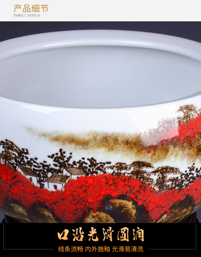 Jingdezhen ceramics basin bowl lotus lotus feng shui plutus aquarium large fish of new Chinese style adornment furnishing articles