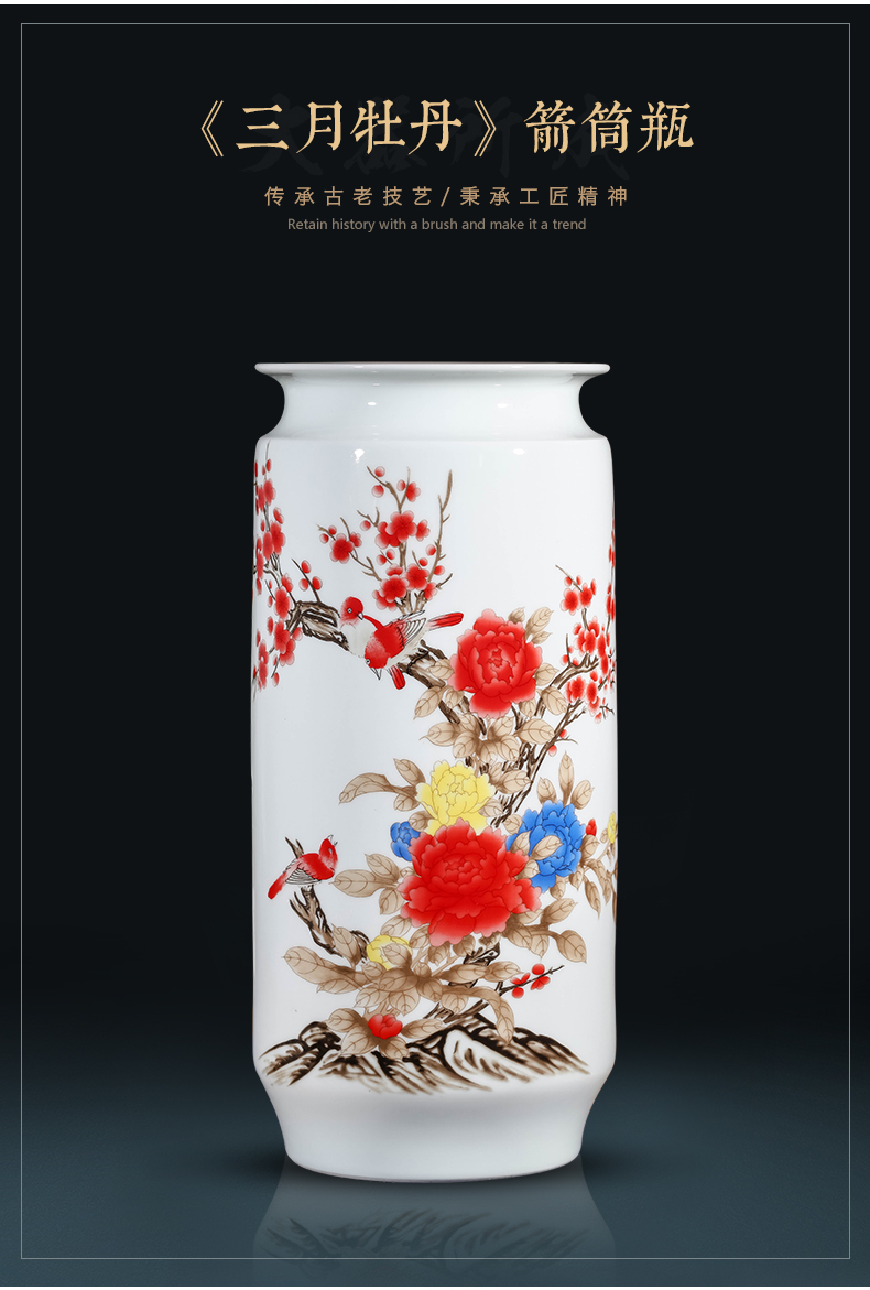 Jingdezhen ceramics powder enamel vase furnishing articles flower arranging rich ancient frame of Chinese style household wine sitting room adornment