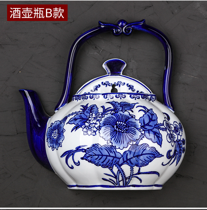 Sitting room sofa background wall hang modern new Chinese style porch creative metope adornment blue and white porcelain vase wall act the role ofing