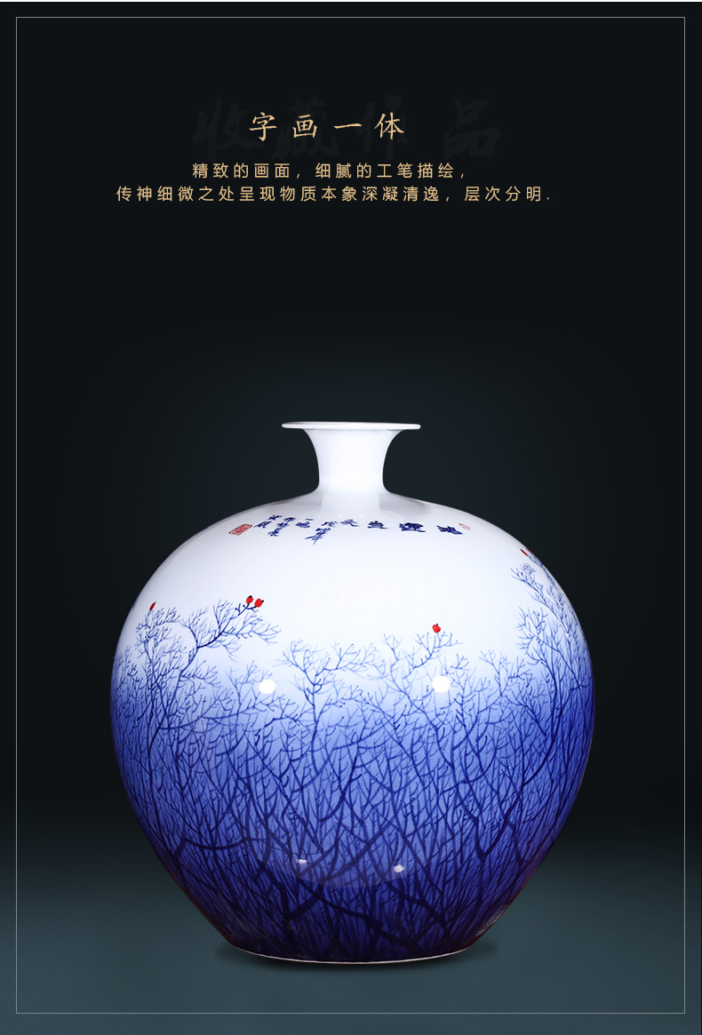 The Master of jingdezhen ceramics much luck hand - made of blue and white porcelain vases, new Chinese style sitting room adornment is placed