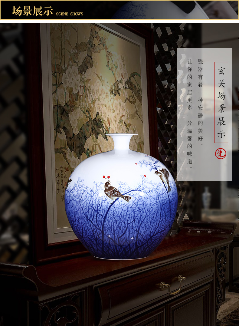 The Master of jingdezhen ceramics much luck hand - made of blue and white porcelain vases, new Chinese style sitting room adornment is placed