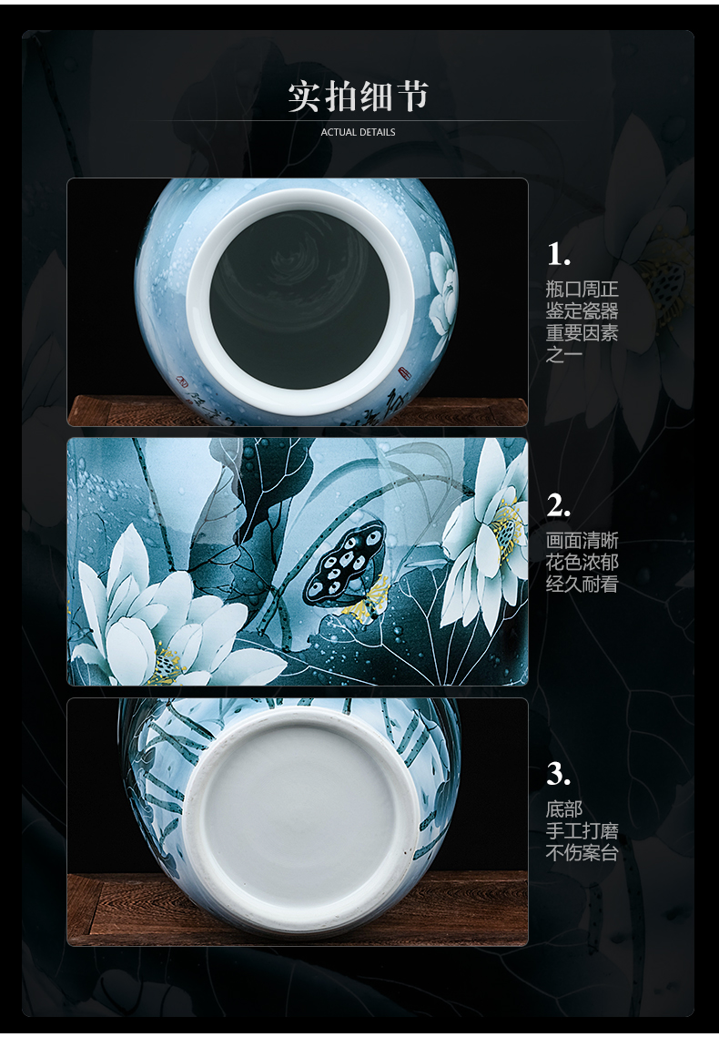 Jingdezhen ceramics masters hand - made furnishing articles Chinese flower arranging sitting room porch decoration large blue and white porcelain vase