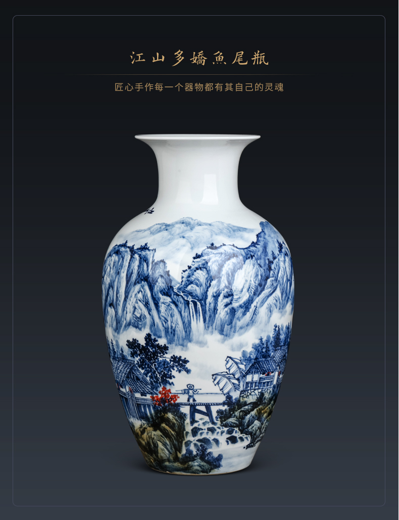 The Master of jingdezhen blue and white porcelain vase furnishing articles hand - made ceramics dried flower arranging flowers sitting room of Chinese style household ornaments