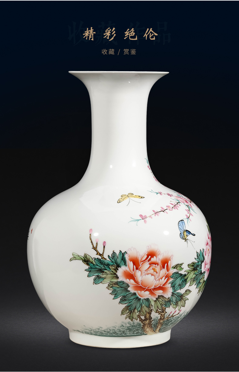 Jingdezhen ceramics by hand draw pastel peony vases, flower arranging Chinese style living room home furnishing articles