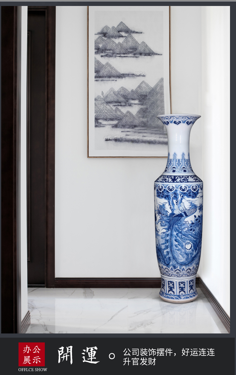 Jingdezhen ceramics hand - made large blue and white porcelain vase to heavy archaize hotel opening gifts large furnishing articles