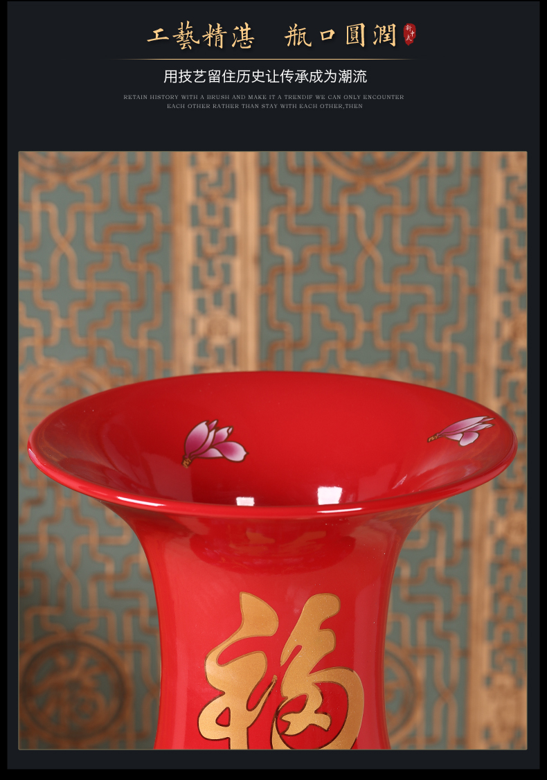 Jingdezhen ceramics vase of large sitting room of the new Chinese style household TV ark hotel opening gifts