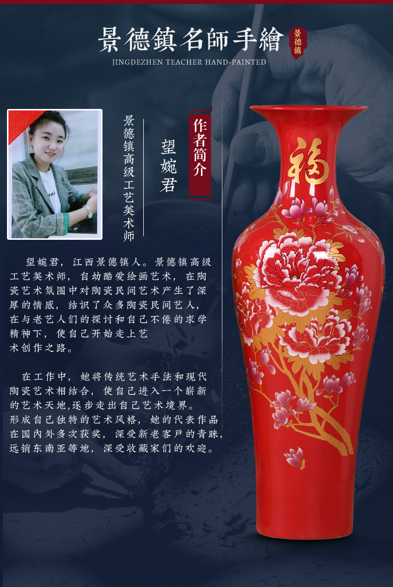 Jingdezhen ceramics vase of large sitting room of the new Chinese style household TV ark hotel opening gifts