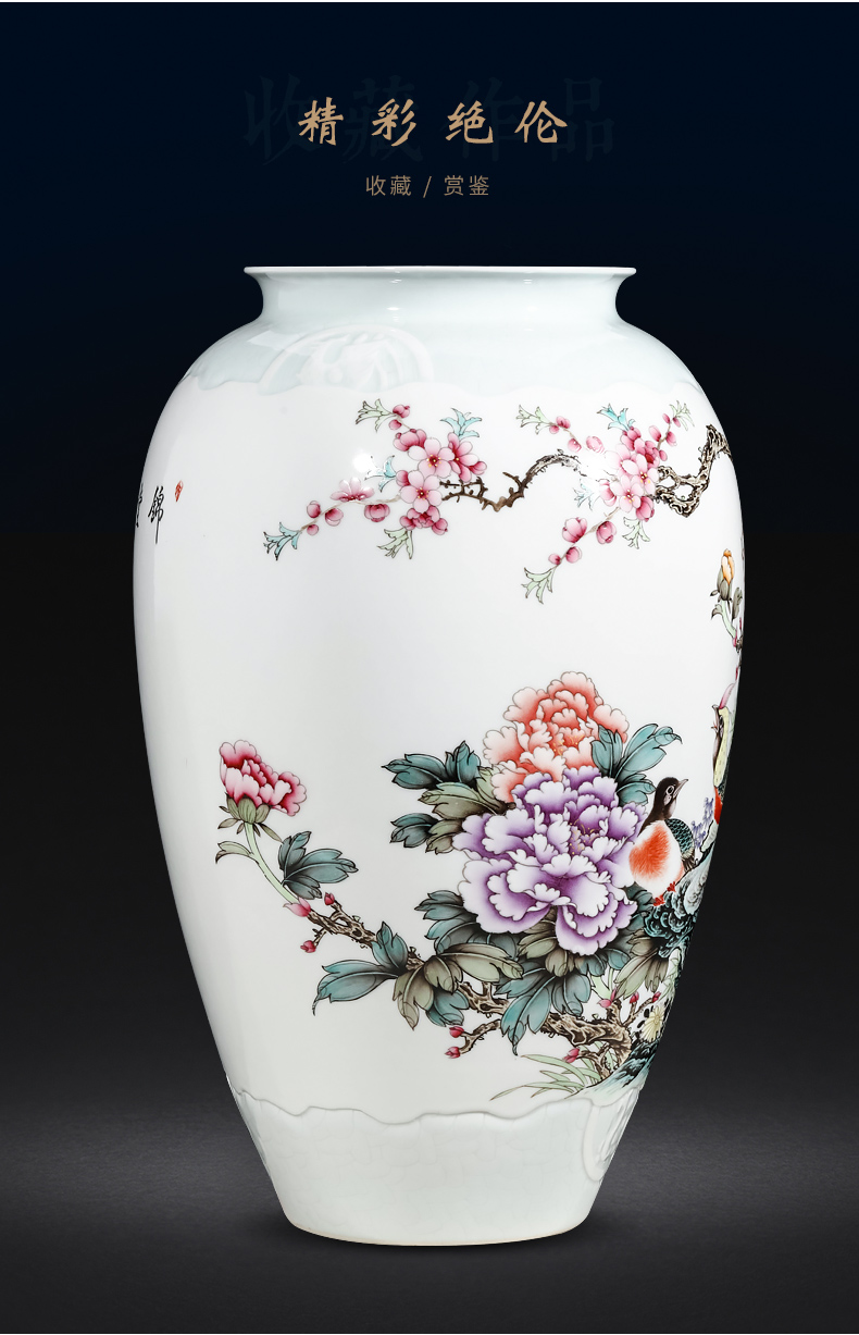 Jingdezhen ceramics famous hand - made powder enamel vase furnishing articles sitting room flower arranging Chinese style household ornaments