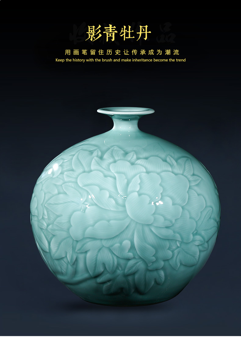 Jingdezhen ceramics vase furnishing articles manually blue glaze pomegranate bottle of new Chinese style household adornment TV ark, sitting room