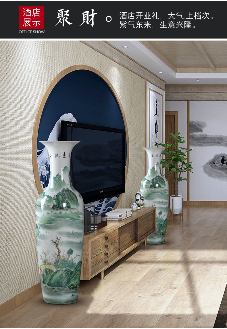 Jingdezhen Chinese hand - made the sitting room of large vase high place extra large ceramic decoration home decoration