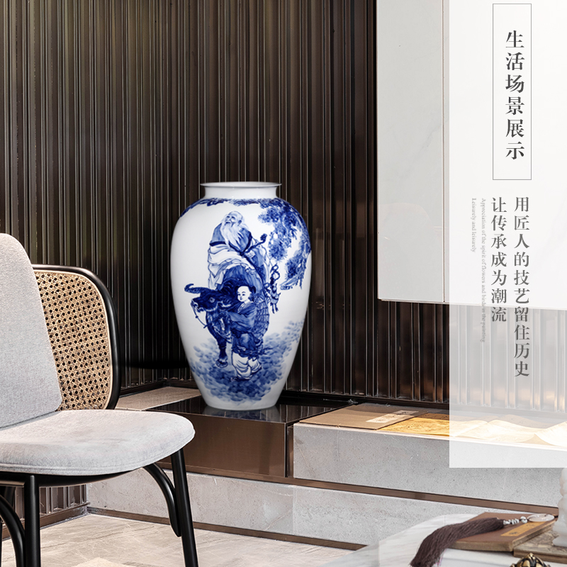 Jingdezhen ceramics famous hand - made furnishing articles dried flower arranging flowers sitting room of Chinese style household adornment blue and white porcelain vase