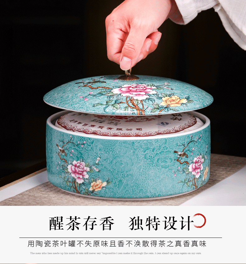 Jingdezhen to pick flowers colored enamel porcelain jar large household pu - erh tea seven loaves POTS and POTS