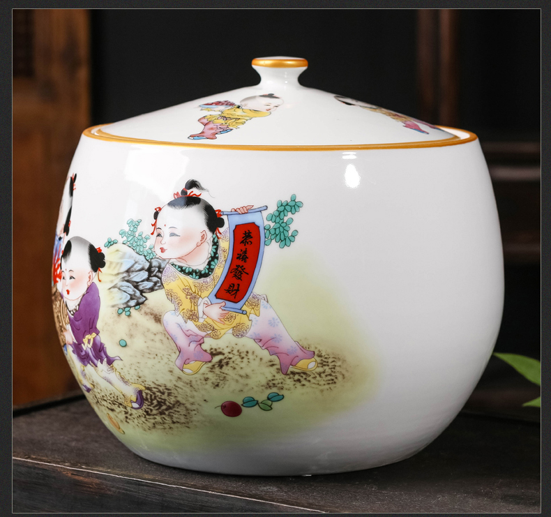 Jingdezhen ceramic tea pot of Chinese style living room home a thriving business storage tank waterproof with cover seal pot