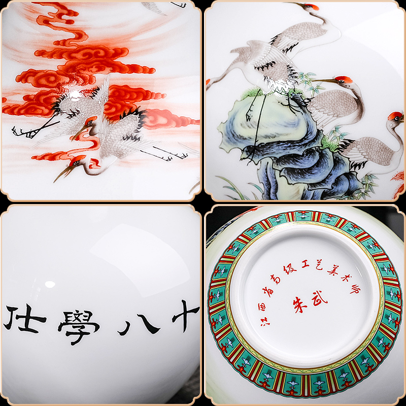 Jingdezhen ceramics colored enamel vase restoring ancient ways furnishing articles of new Chinese style household flower arranging rich ancient frame sitting room adornment