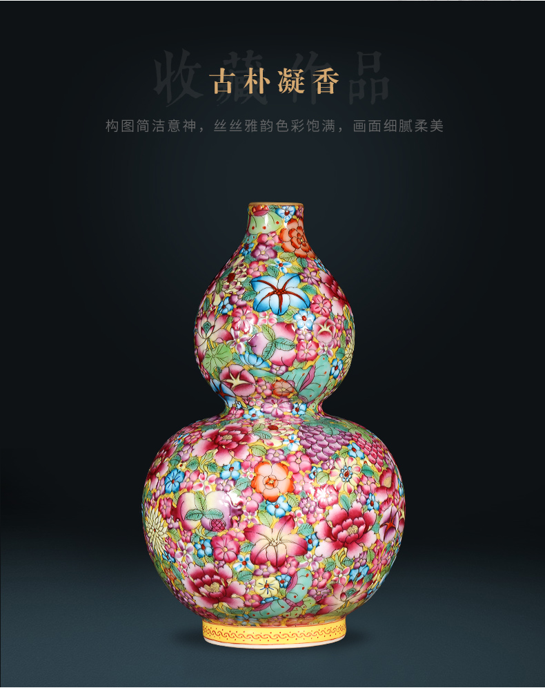 Jingdezhen ceramics hand - made pastel gourd vases, flower arrangement sitting room of Chinese style household adornment handicraft furnishing articles