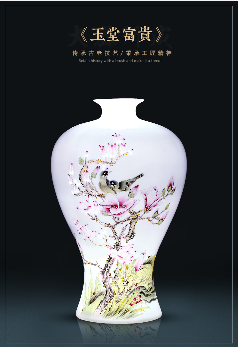 Jingdezhen ceramics hand - made vase and exquisite carving furnishing articles sitting room flower arranging Chinese style household decorative arts and crafts