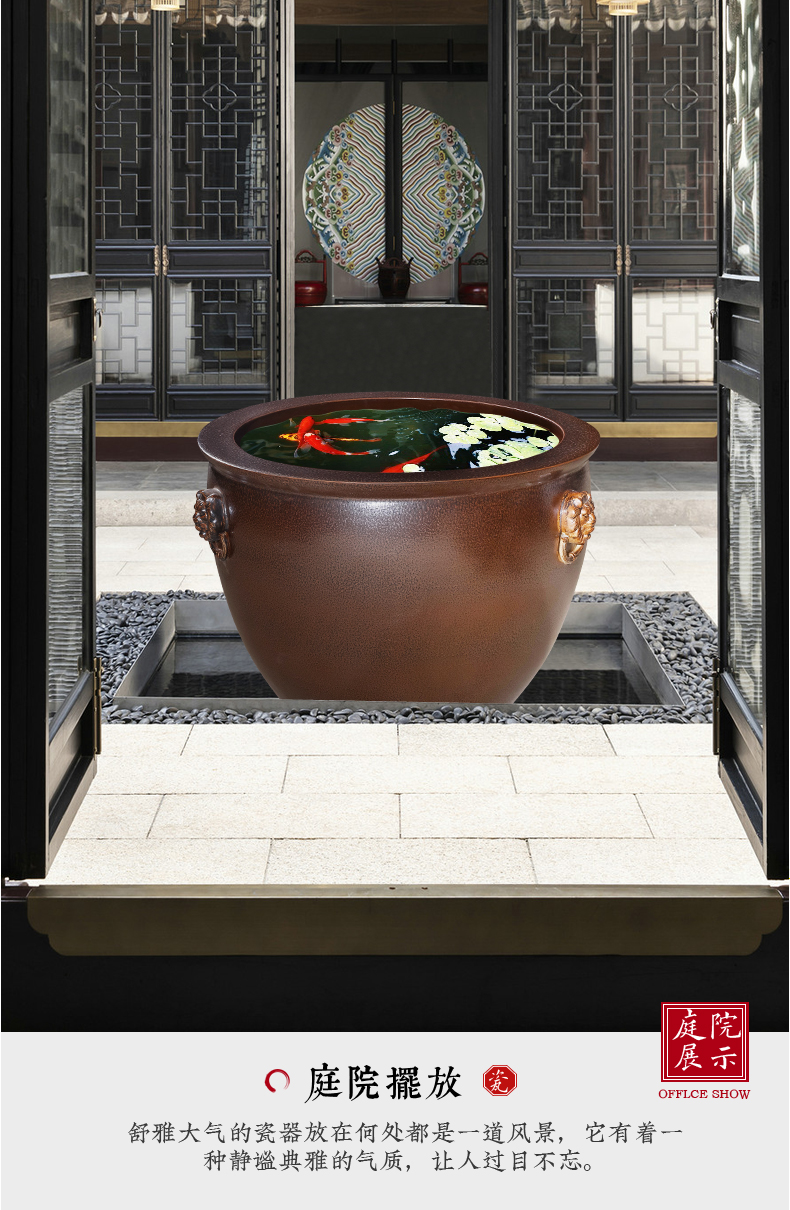 Jingdezhen ceramic aquarium large tank sitting room is suing garden water lily basin bowl LianHe cylinder extra large size large