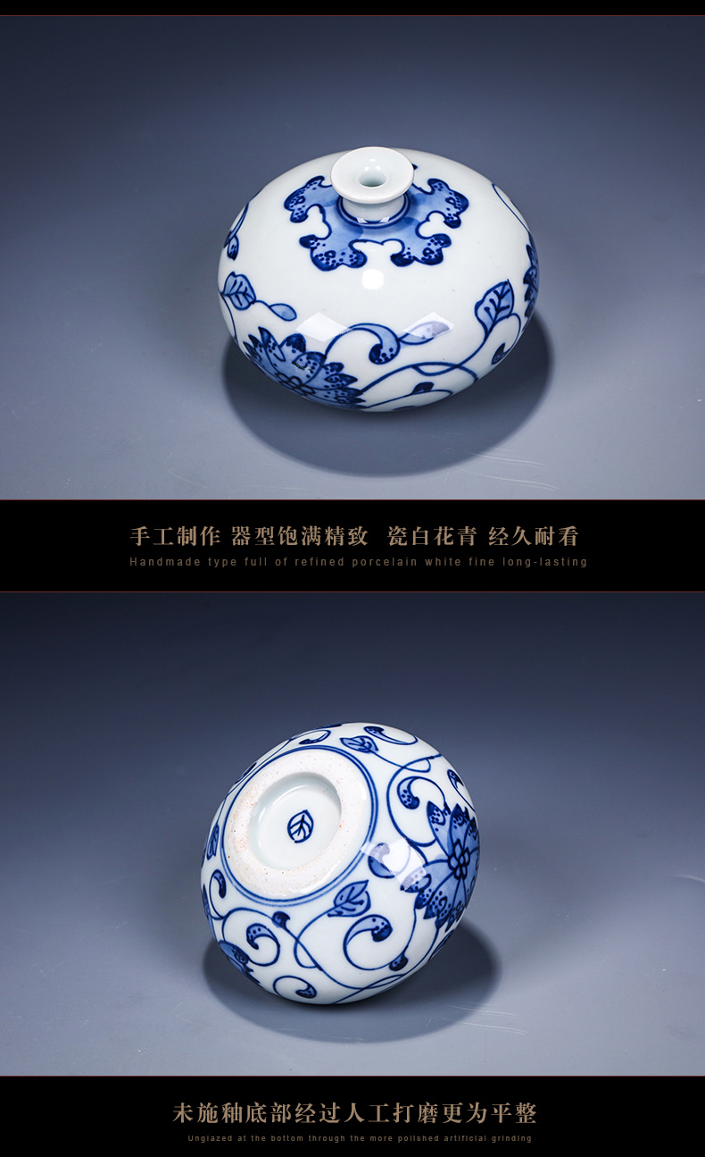 Blue and white porcelain of jingdezhen ceramics mini vase furnishing articles, small flower arranging rich ancient frame sitting room decorate household porcelain