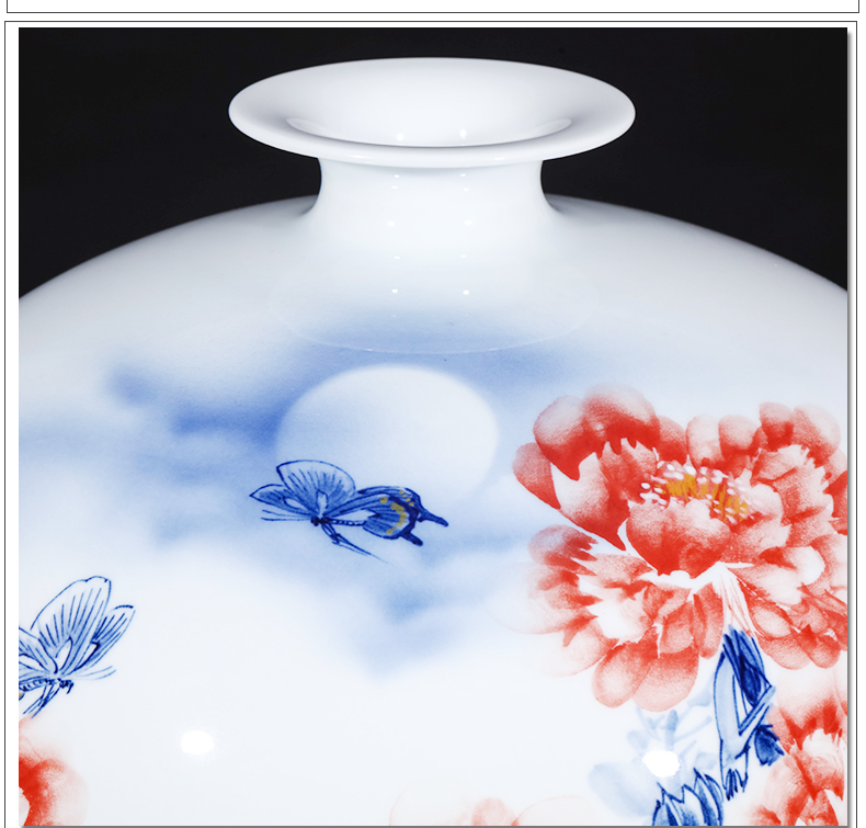 Jingdezhen ceramics hand - made porcelain vase peony pomegranate large Chinese style living room home furnishing articles