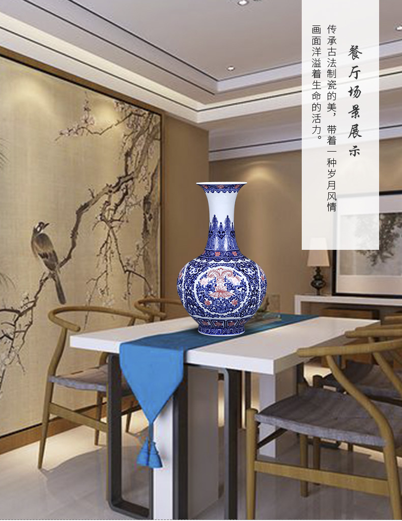 Jingdezhen ceramics imitation qianlong hand - made of blue and white porcelain vases, flower arranging new Chinese style living room TV cabinet decorative furnishing articles