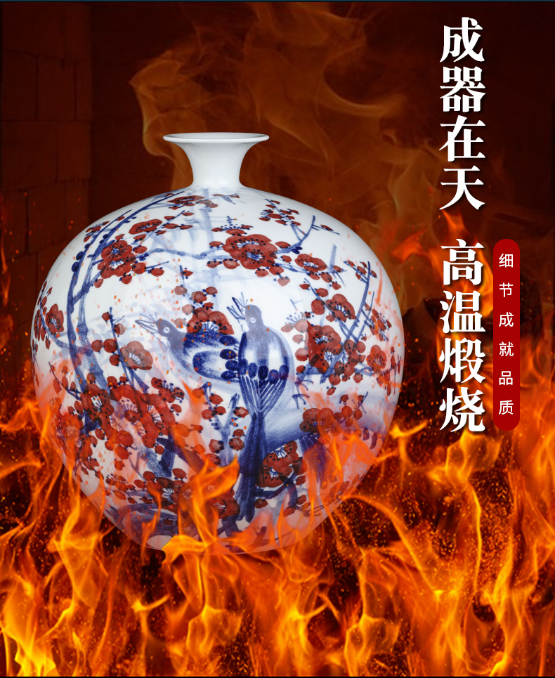 Jingdezhen ceramics beaming pomegranate hand - made bottle of new Chinese style living room home furnishing articles creative flower vase