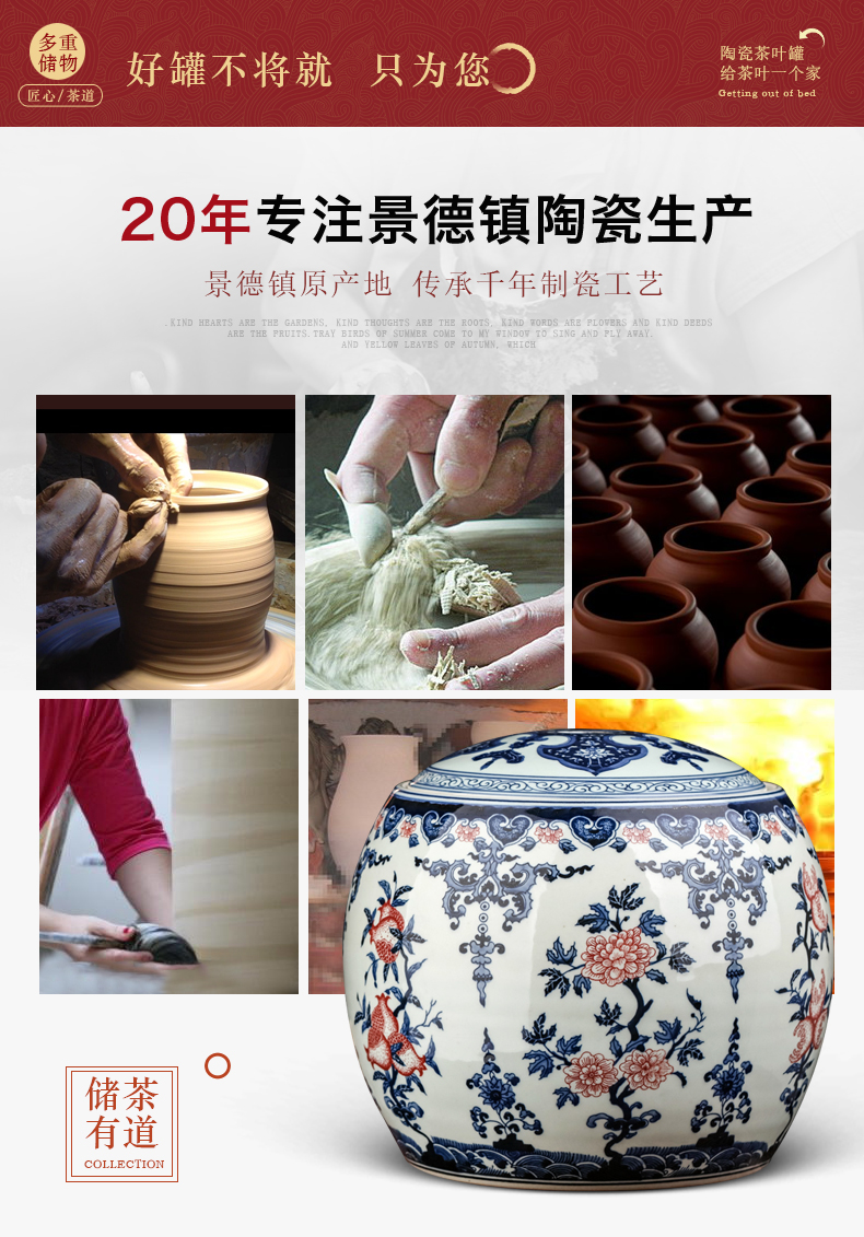 Hand - made of blue and white porcelain of jingdezhen ceramics storage as cans accessories archaize large with cover pu 'er tea pot furnishing articles