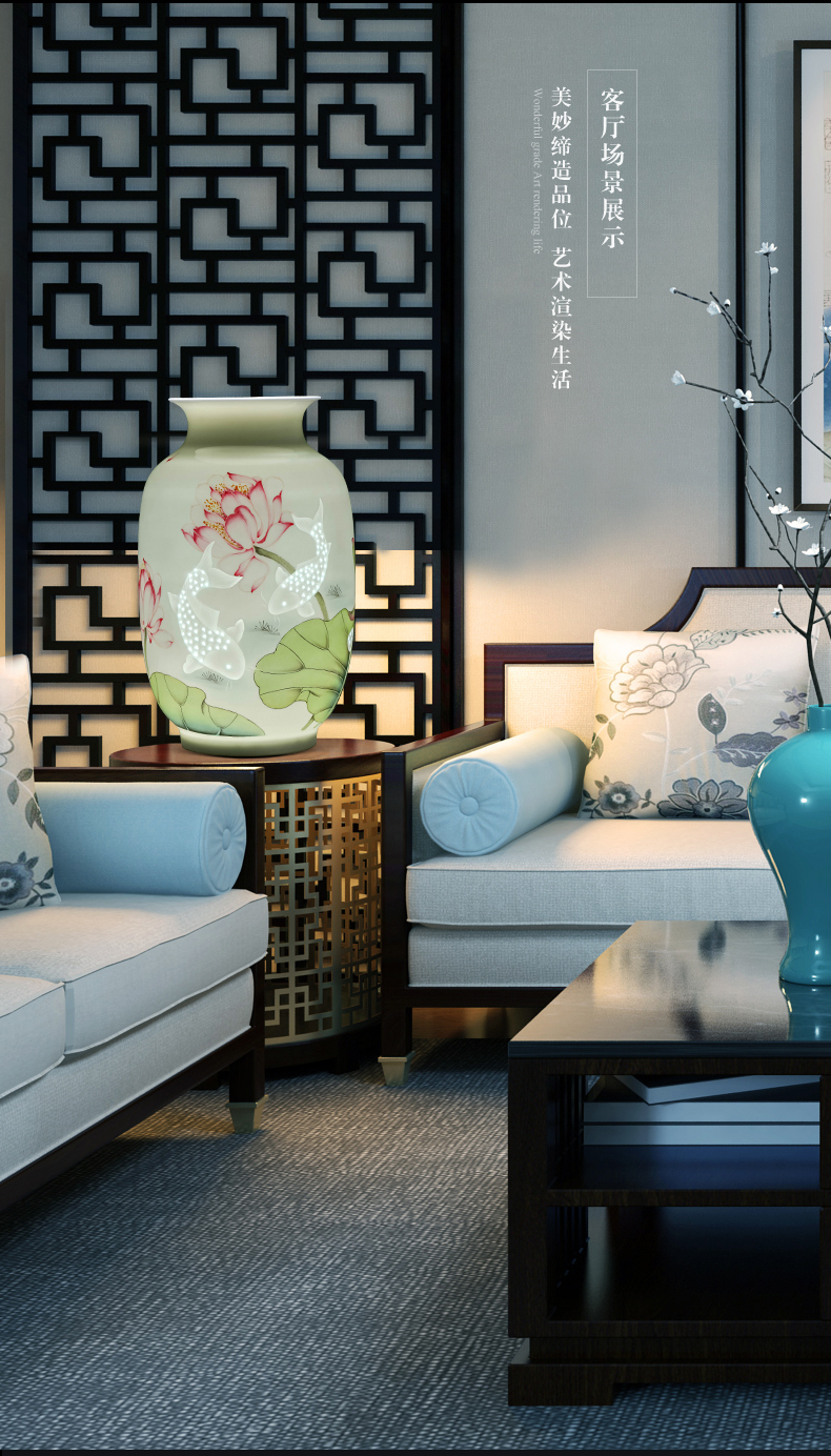 Jingdezhen famous hand - made ceramics vase furnishing articles sitting room of Chinese style household flower arranging dried flowers, decorative arts and crafts