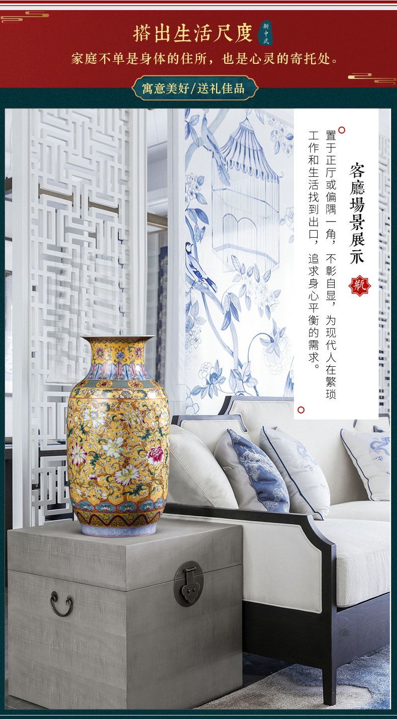 Jingdezhen ceramics colored enamel vase antique flower arranging place of new Chinese style restoring ancient ways the sitting room TV cabinet decoration