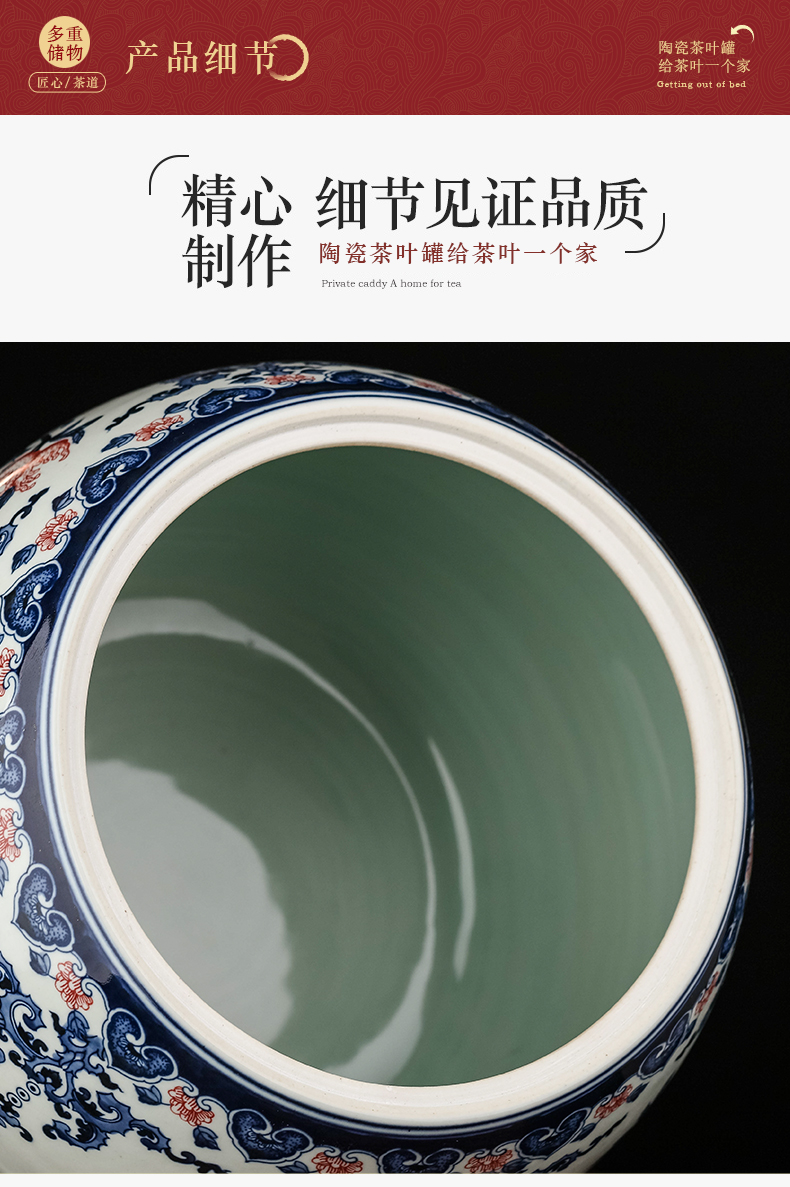 Hand - made of blue and white porcelain of jingdezhen ceramics storage as cans accessories archaize large with cover pu 'er tea pot furnishing articles