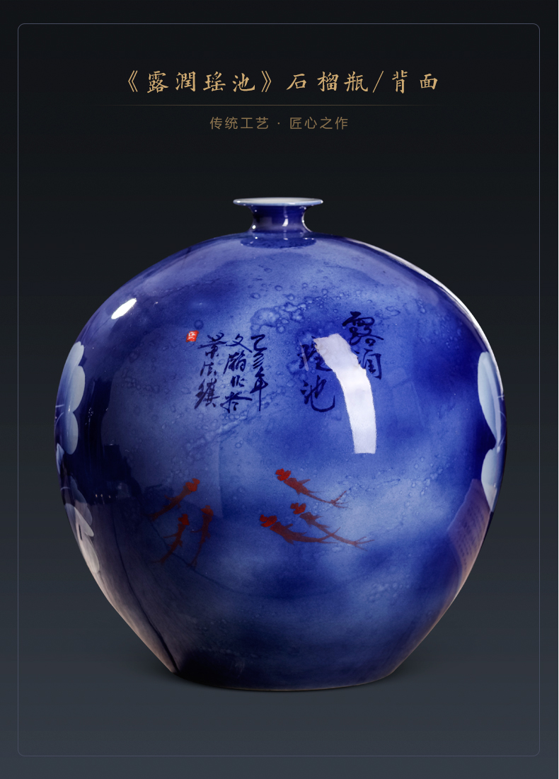 Jingdezhen ceramics hand - made of blue and white porcelain vase furnishing articles of Chinese style living room TV ark adornment household decoration