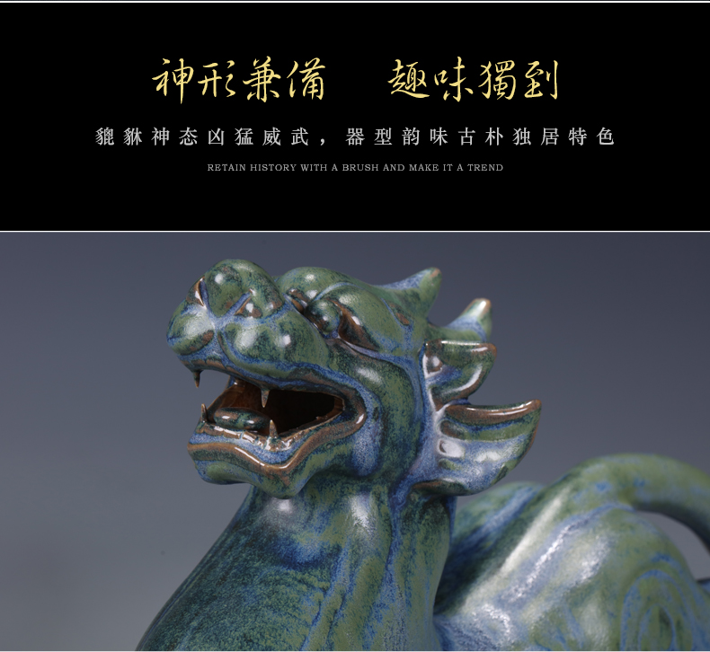 Jingdezhen ceramics imitation bronze, the mythical wild animal office furnishing articles lucky new Chinese style and the sitting room porch feng shui decorations