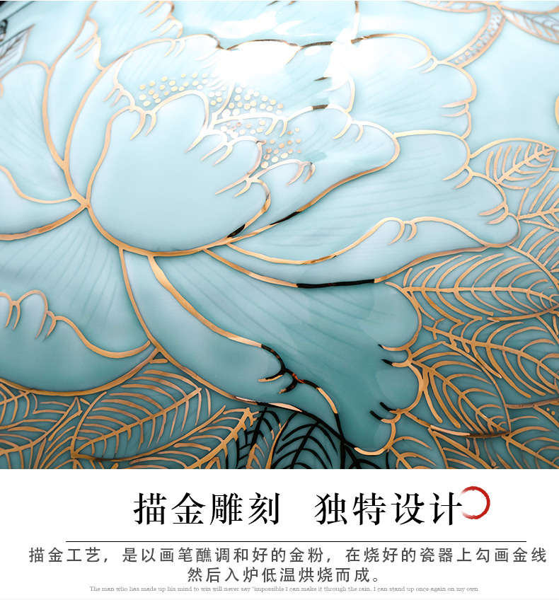 The Master of jingdezhen ceramics vase hand - made green glair see pomegranate bottle of large Chinese style furnishing articles sitting room adornment