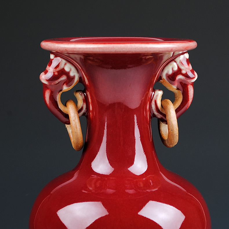 Ruby red vase furnishing articles archaize jun porcelain of jingdezhen ceramics handicraft Chinese rich ancient frame TV ark, adornment