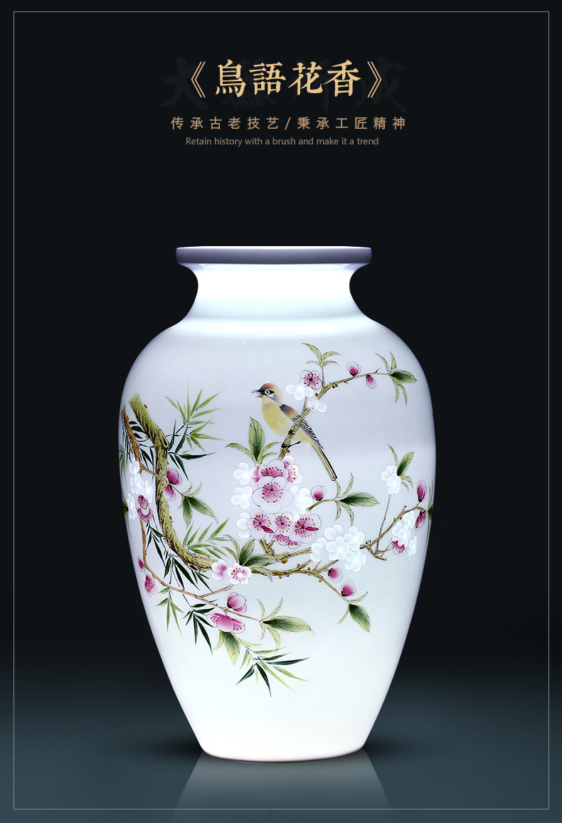 Jingdezhen ceramics hand - made vase and exquisite carving furnishing articles sitting room flower arranging Chinese style household decorative arts and crafts