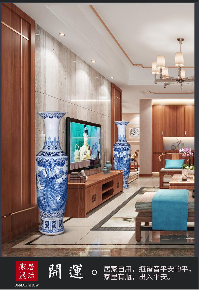 Jingdezhen ceramics hand - made large blue and white porcelain vase to heavy archaize hotel opening gifts large furnishing articles