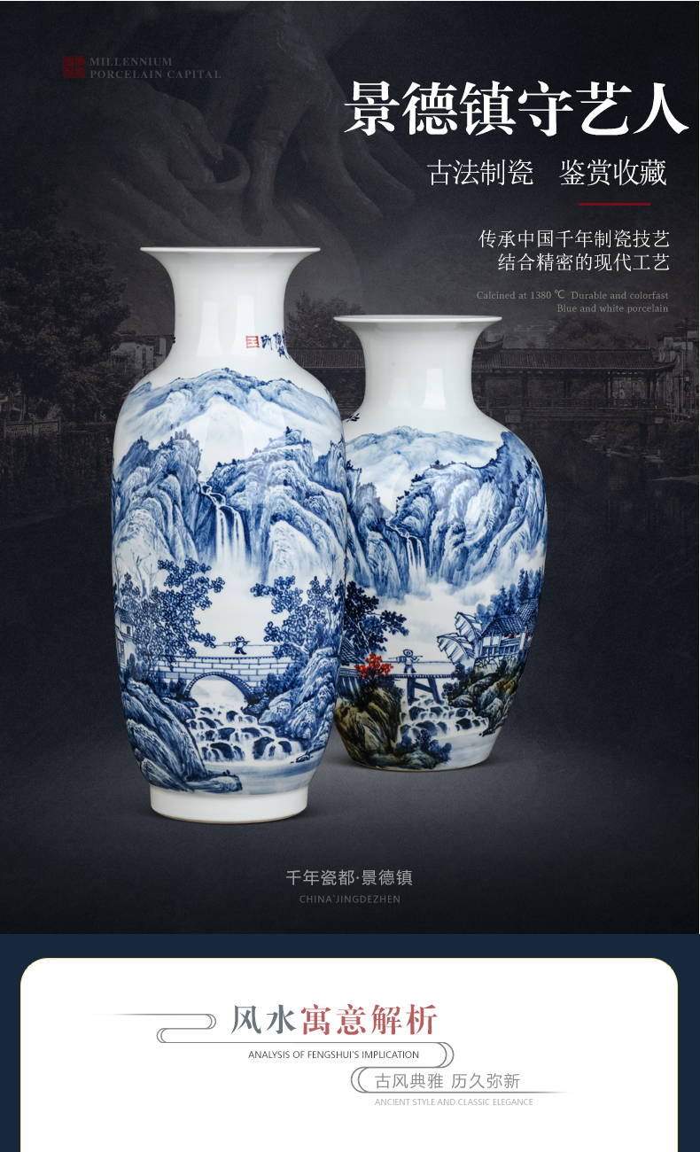 The Master of jingdezhen blue and white porcelain vase furnishing articles hand - made ceramics dried flower arranging flowers sitting room of Chinese style household ornaments