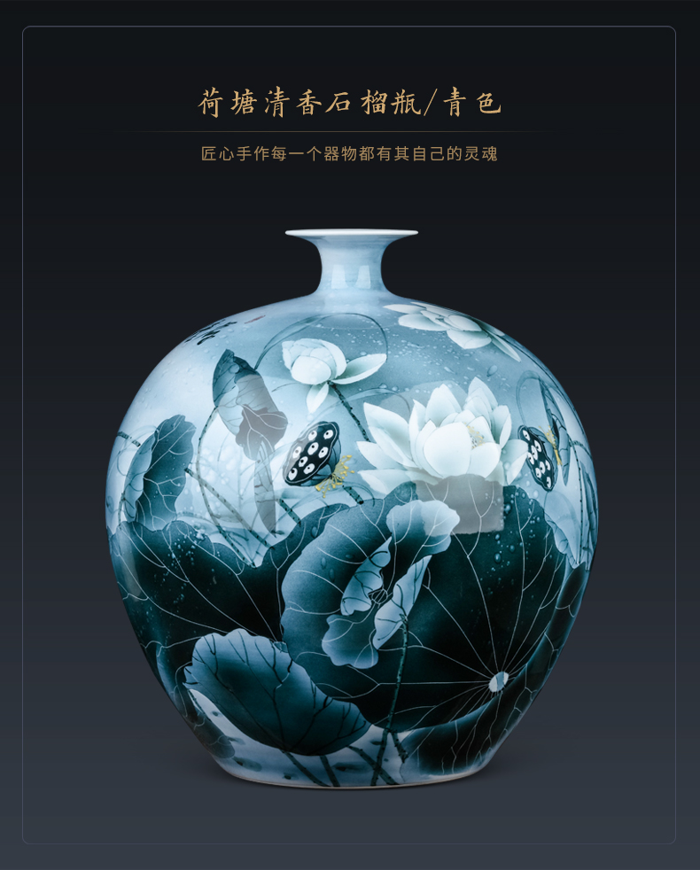 Jingdezhen ceramics masters hand - made furnishing articles Chinese flower arranging sitting room porch decoration large blue and white porcelain vase