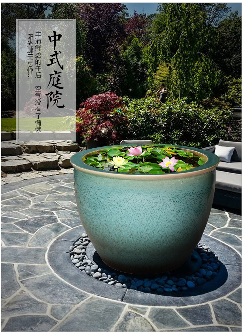 Archaize of jingdezhen ceramic aquarium large raising goldfish bowl lotus lotus basin home sitting room courtyard large tank