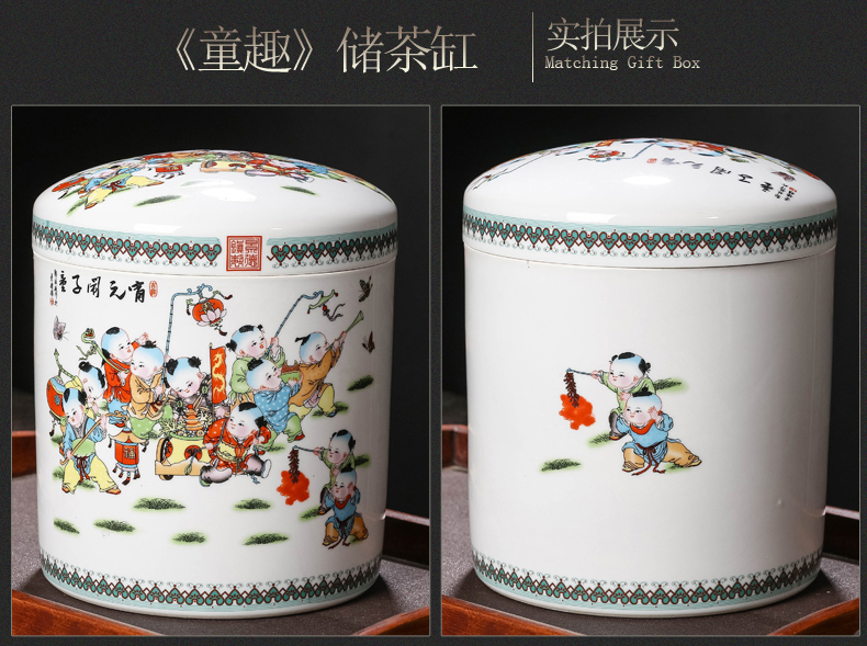 Jingdezhen ceramics manual sealing caddy fixings puer tea tea storage cylinder storage large furnishing articles 7 cakes with restoring ancient ways