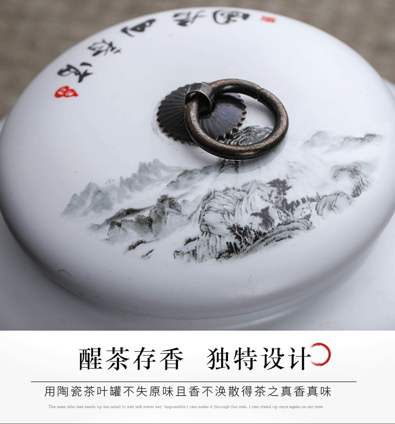 Jingdezhen ceramic tea pot size 1 catty with cover seal pot of Chinese style household moistureproof the receive tea pot