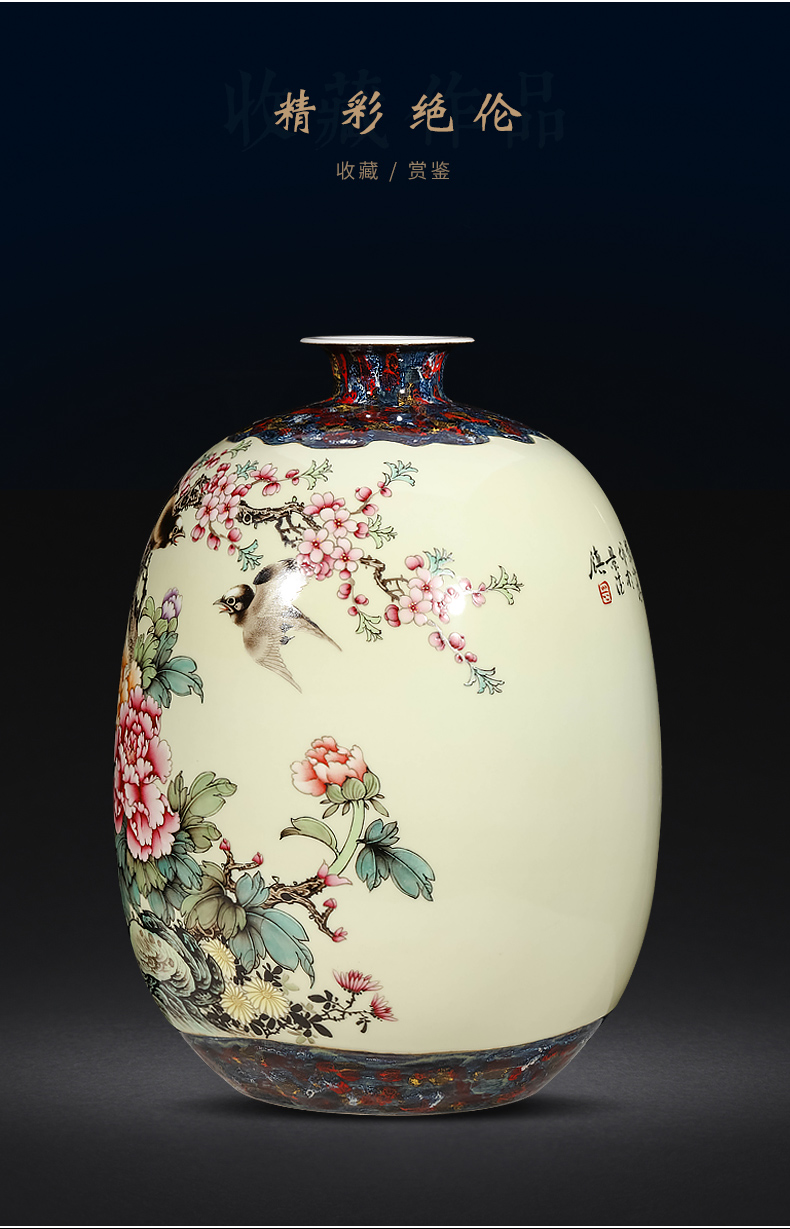 Jingdezhen ceramics famous hand - made enamel vase furnishing articles large Chinese style living room home decoration arts and crafts