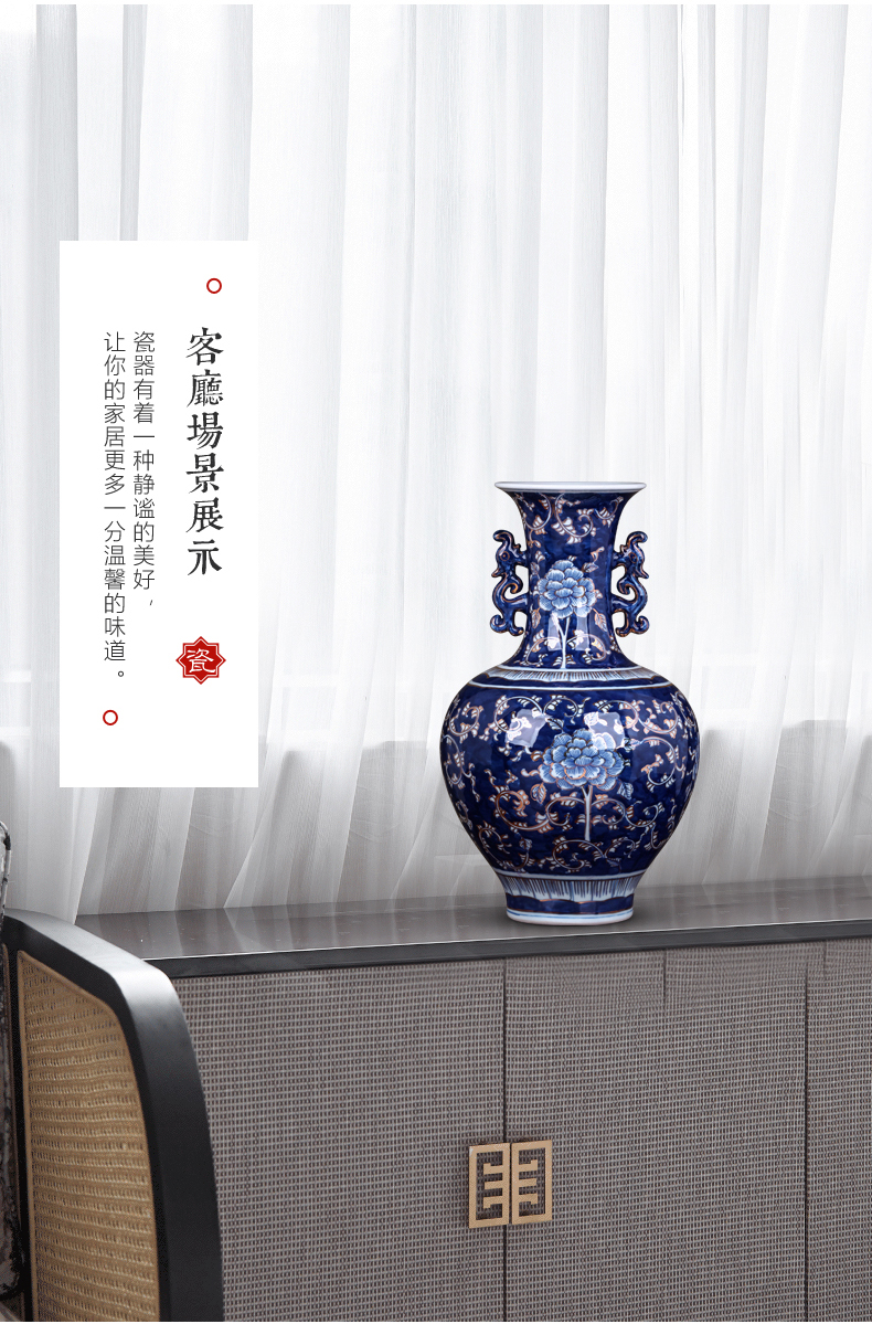 The Master of jingdezhen ceramics blue and white porcelain vase hand - made paint furnishing articles of Chinese style flower adornment large living room