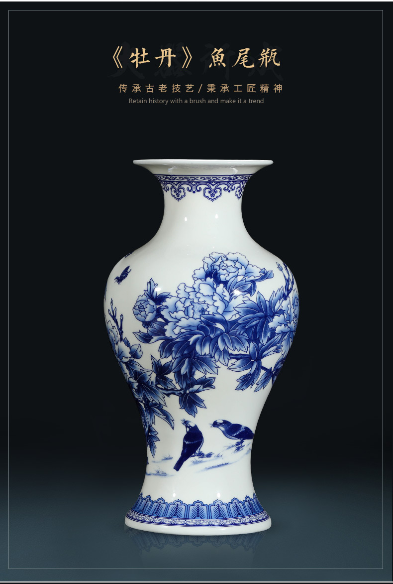 Jingdezhen ceramics thin blue and white porcelain vase fetal ipads China exquisite furnishing articles rich ancient frame the sitting room of Chinese style household decoration