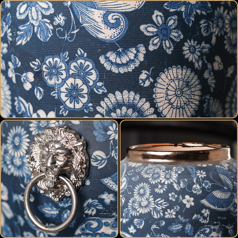 Modern Chinese style restoring ancient ways furnishing articles sitting room ark of blue and white porcelain of jingdezhen ceramics decoration creative flower vase