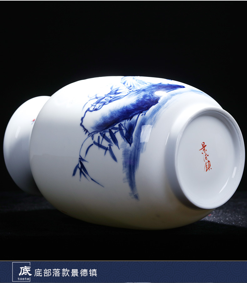 Jingdezhen ceramics vase famous master hand carved exquisite new Chinese style home sitting room adornment is placed