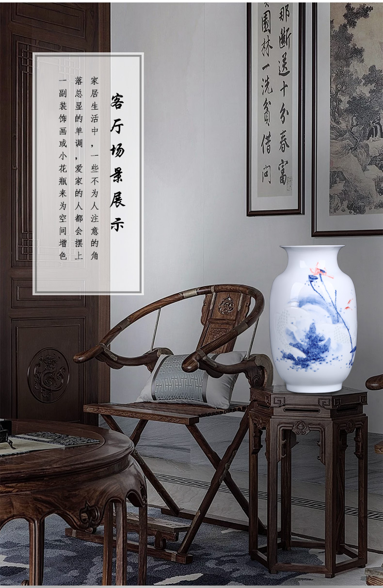 Jingdezhen ceramics famous master hand made blue and white porcelain vases, flower arranging new Chinese style household adornment furnishing articles sitting room