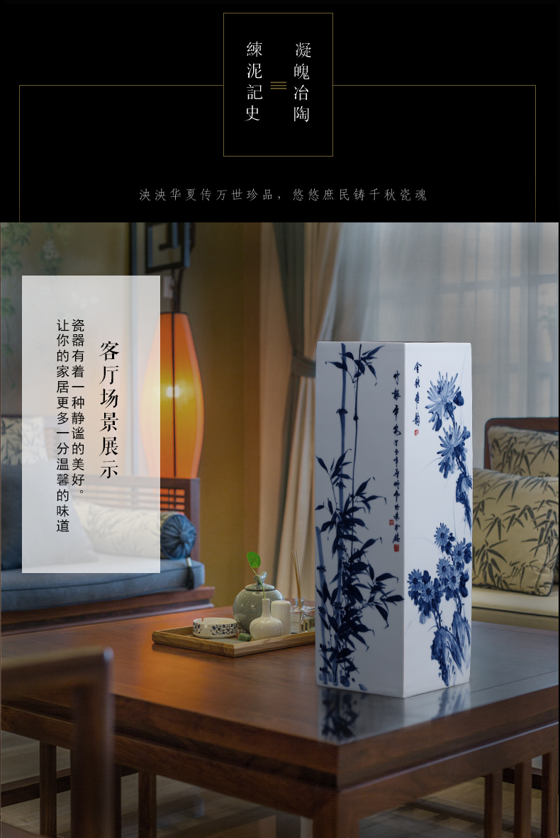 Jingdezhen blue and white by patterns of hand - made ceramics of large vases, flower arranging and calligraphy scrolls cylinder furnishing articles