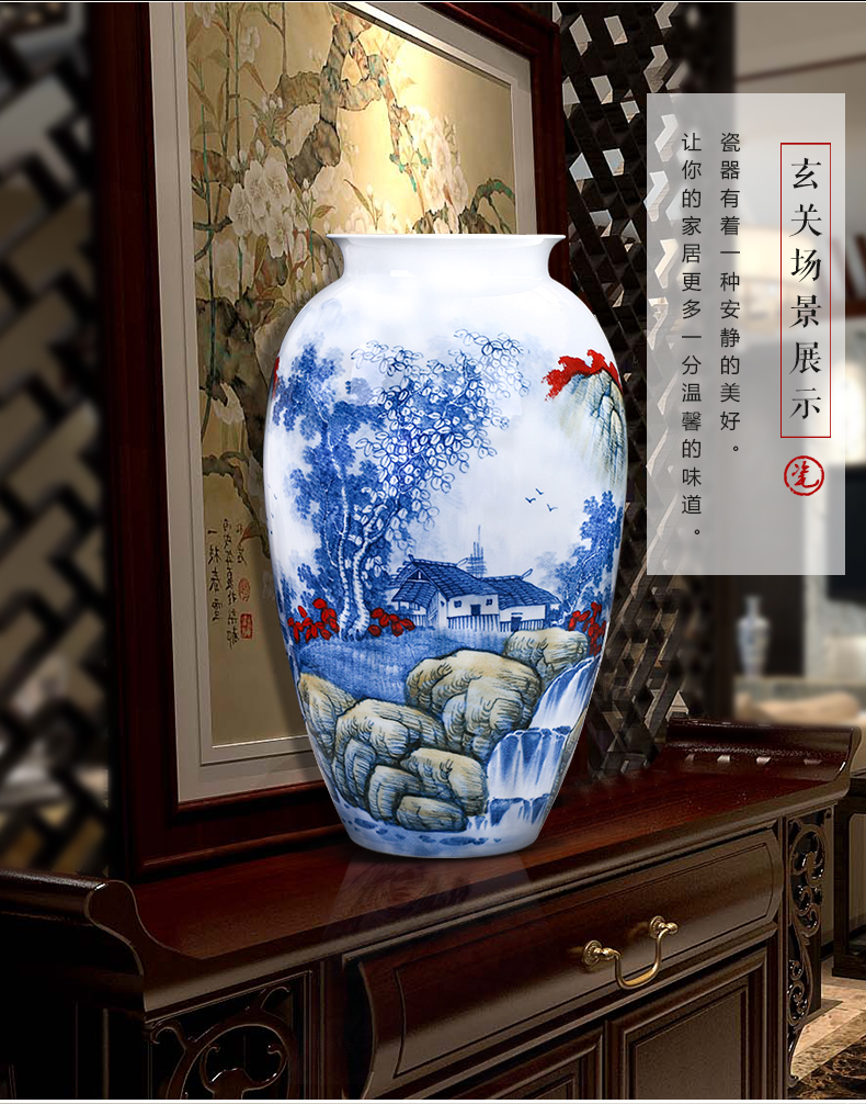 Jingdezhen ceramics hand - made of blue and white porcelain vases, flower arrangement place large new Chinese style office sitting room adornment