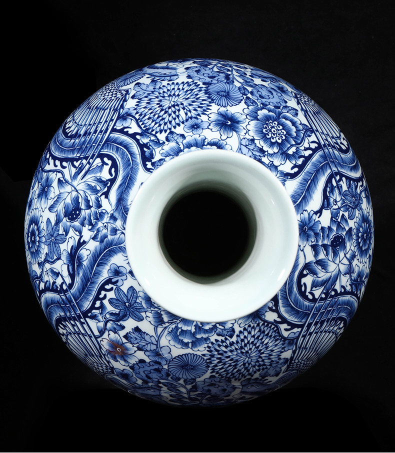 Jingdezhen ceramics imitation qianlong hand - made of blue and white porcelain vases, flower arrangement of Chinese style porch place gifts