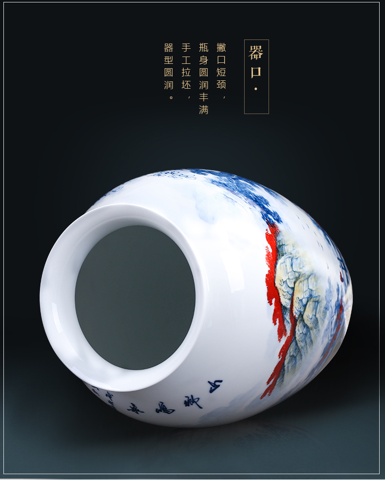 Jingdezhen ceramics hand - made of blue and white porcelain vases, flower arrangement place large new Chinese style office sitting room adornment